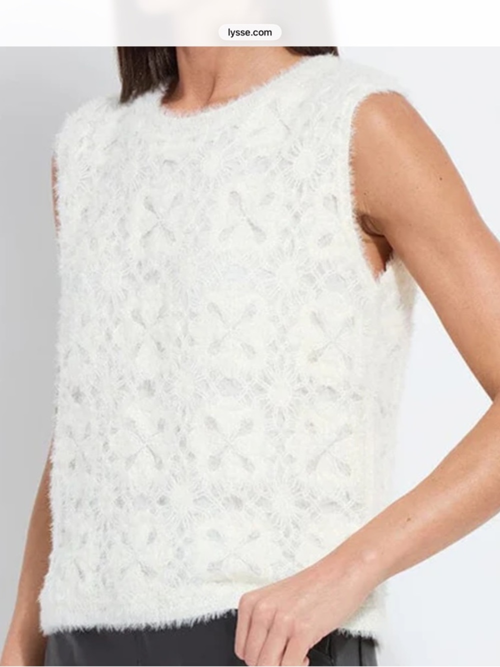 Lysse Cream Camila Crochet Fuzzy Shell Sweater
